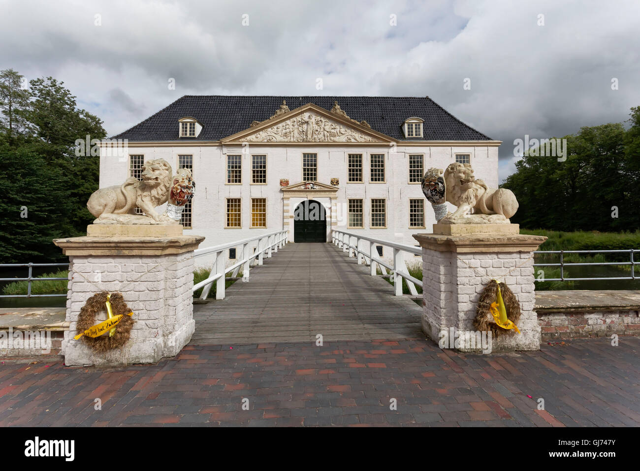 Baroque moated castle Norderburg (castle) in Dornum, East Frisia, Lower ...
