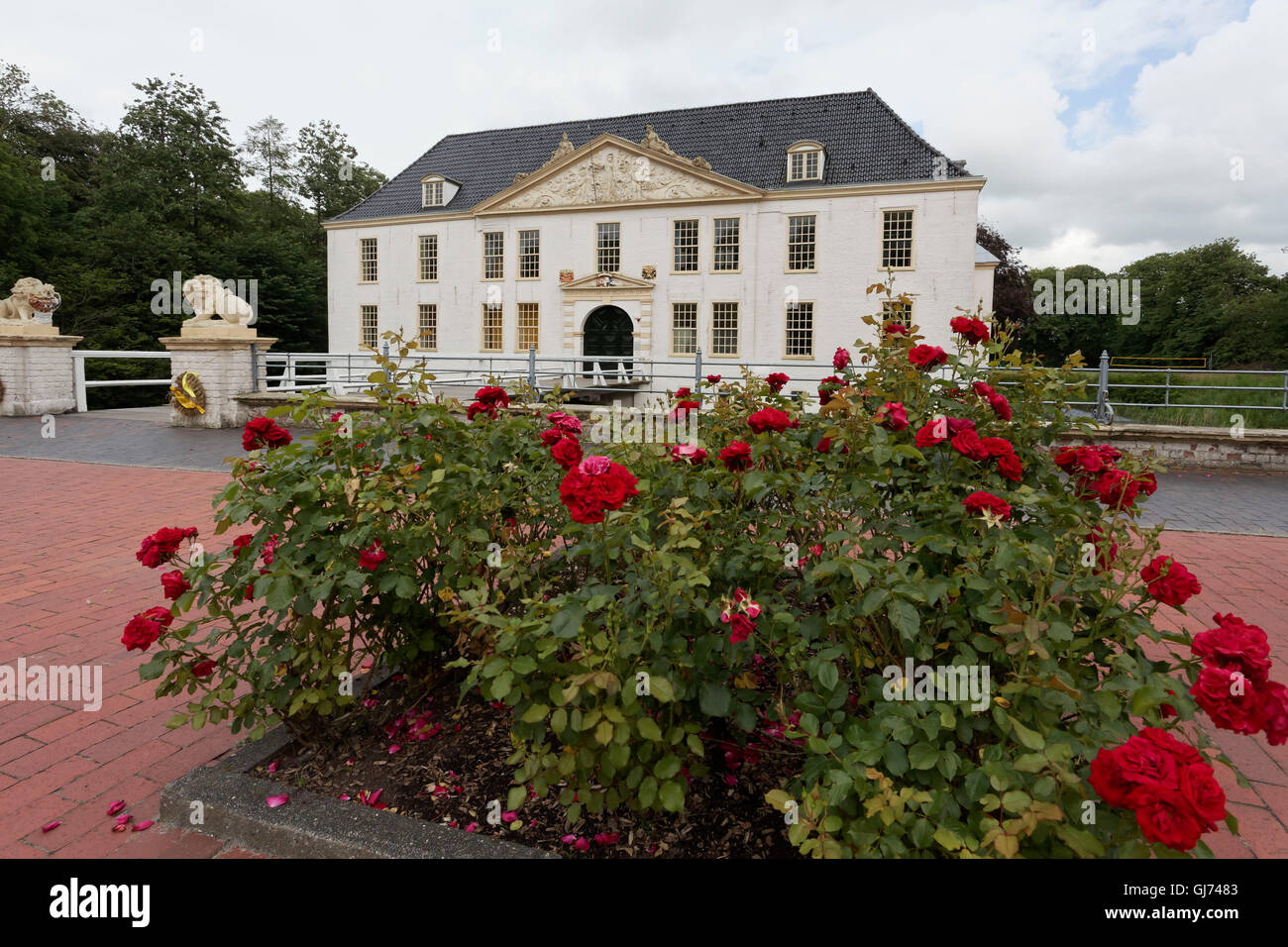 Baroque moated castle Norderburg (castle) in Dornum, East Frisia, Lower ...