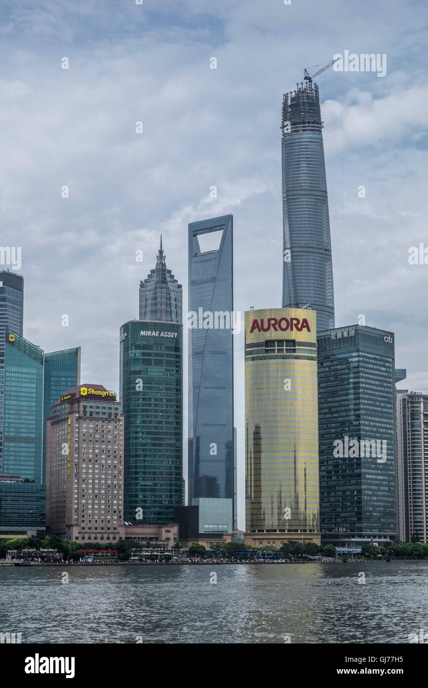 Jin Mao Tower, Shanghai World Financial Centre, Shanghai Tower, Oriental Pearl Tower Stock Photo
