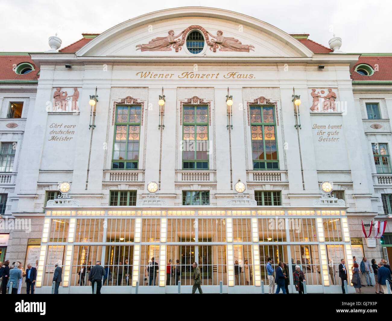 People in front of Wiener Konzerthaus, concert hall in city centre of Vienna, Austria Stock Photo