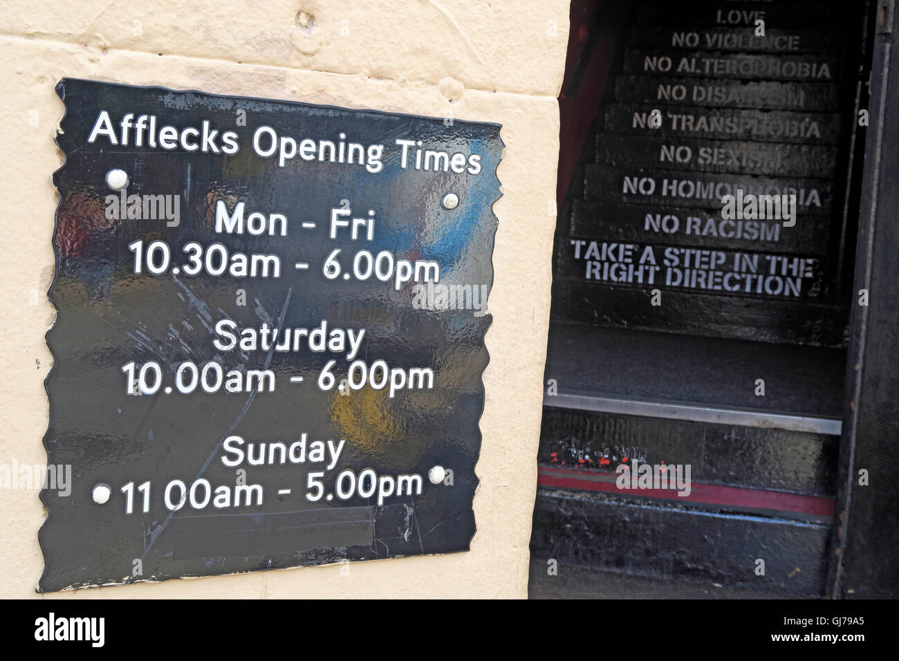 Afflecks Palace Manchester opening hours & steps Stock Photo