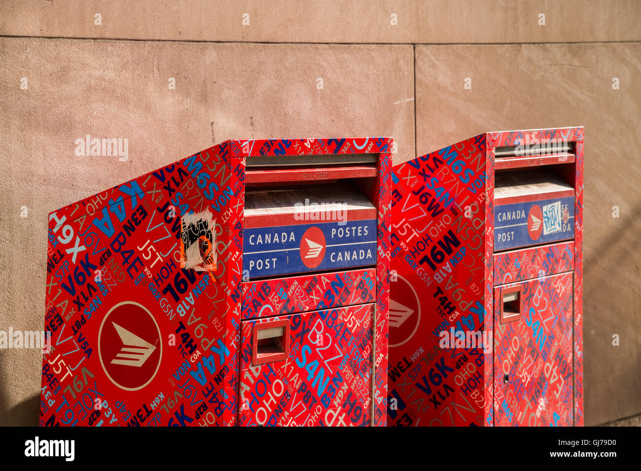 TORONTO 2 July 2016 Two Canada Post mailboxes in Toronto, Canada
