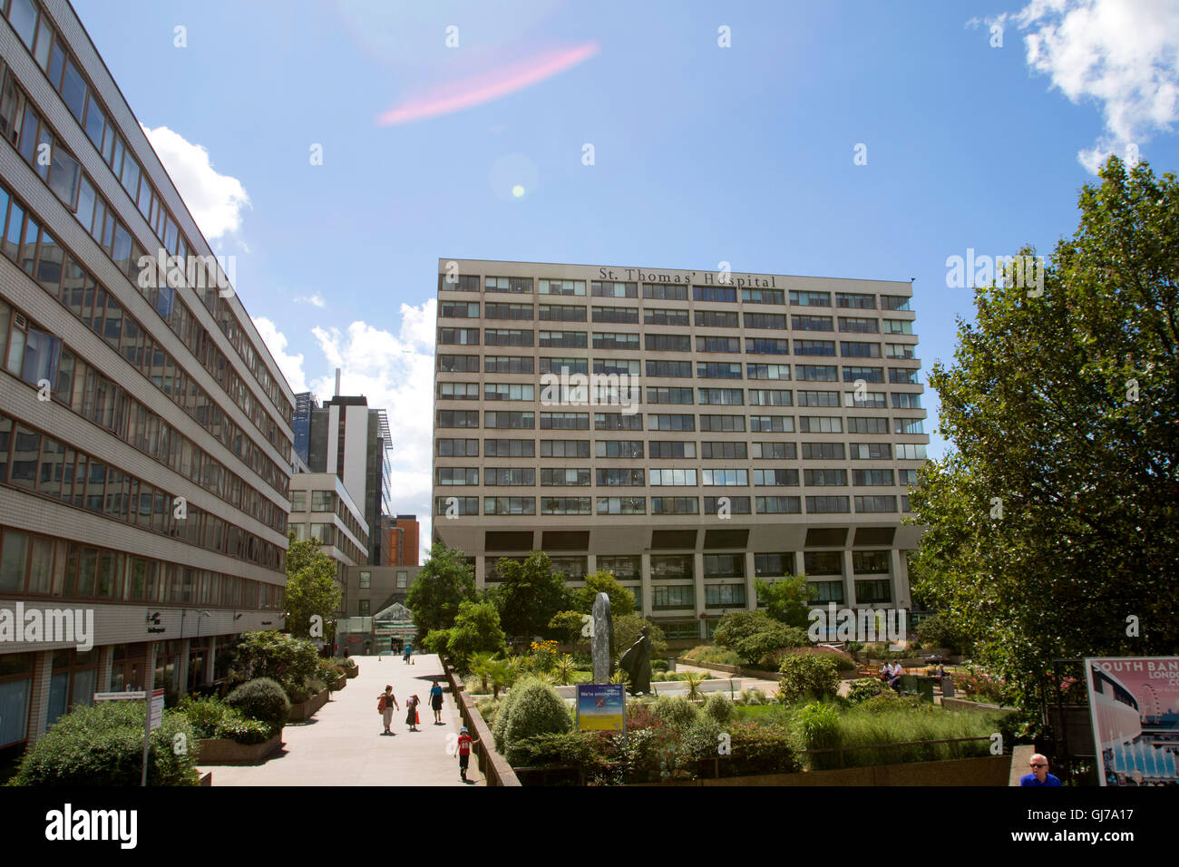 St Thomas' Hospital in London, England in summer during sunny blue sky Stock Photo