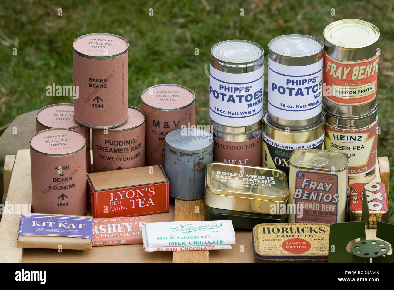 British Army Field Rations during World War II Stock Photo