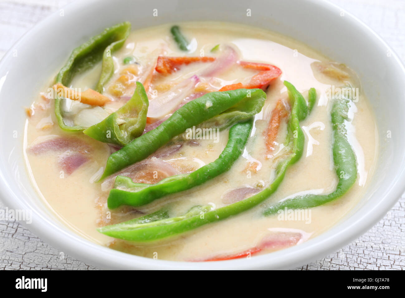 ema datshi (traditional chili cheese stew), bhutanese cuisine Stock Photo