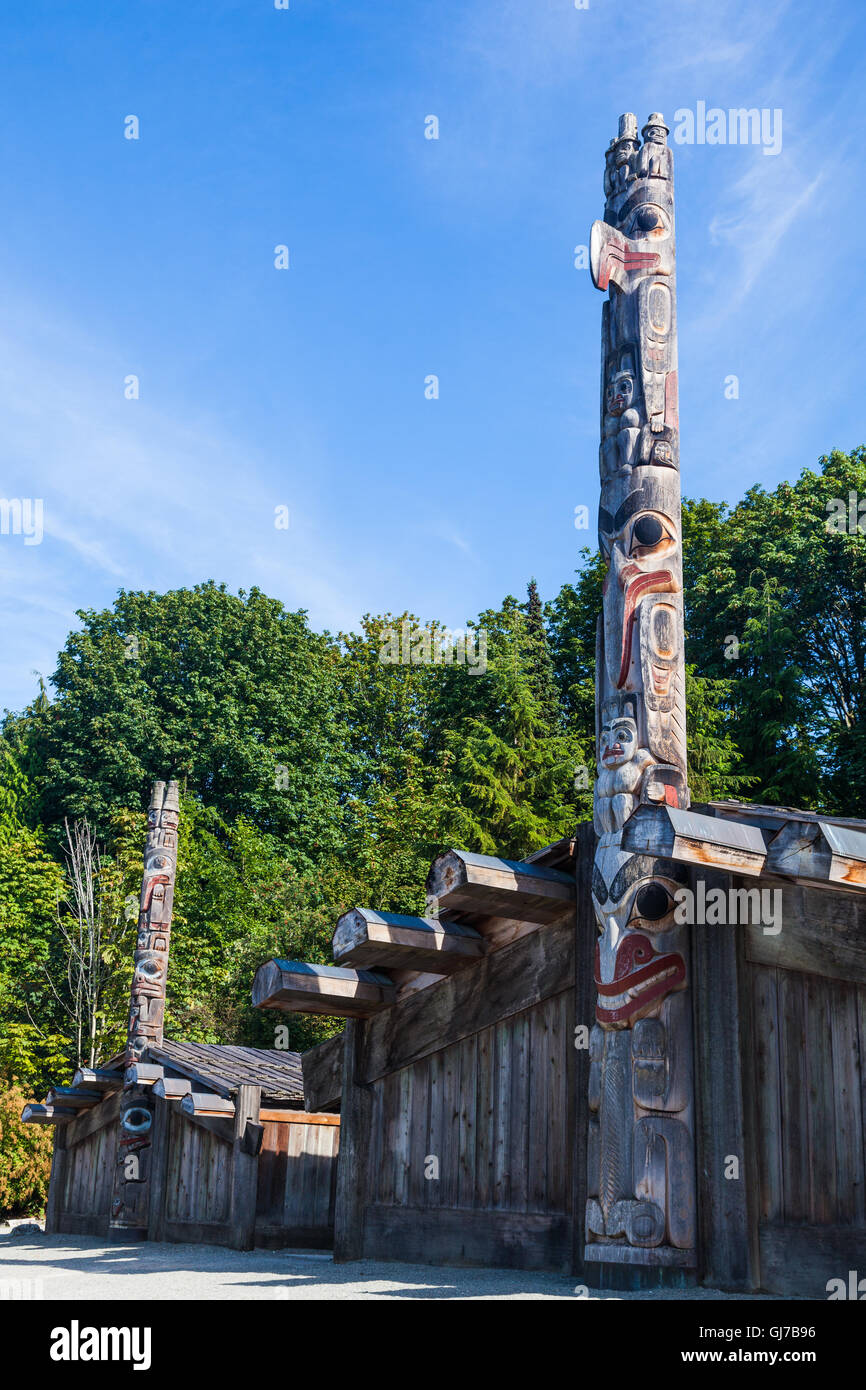 Totem poles and long house exhibit at the Museum of Anthropology on the ...