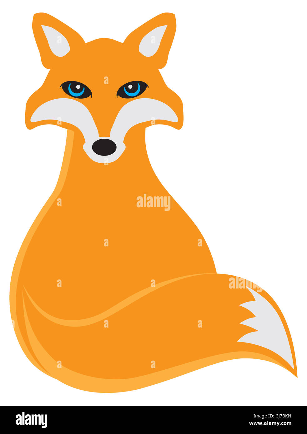 Fox Sitting Color Illustration Stock Photo