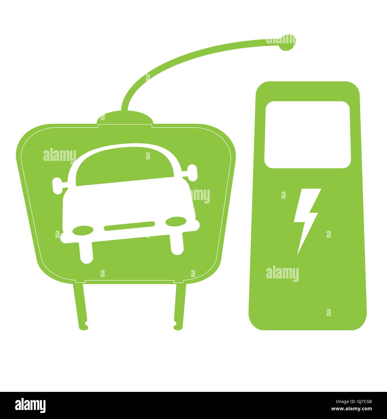 Electric Car Icon With Plug And Station Stock Vector Image Art Alamy