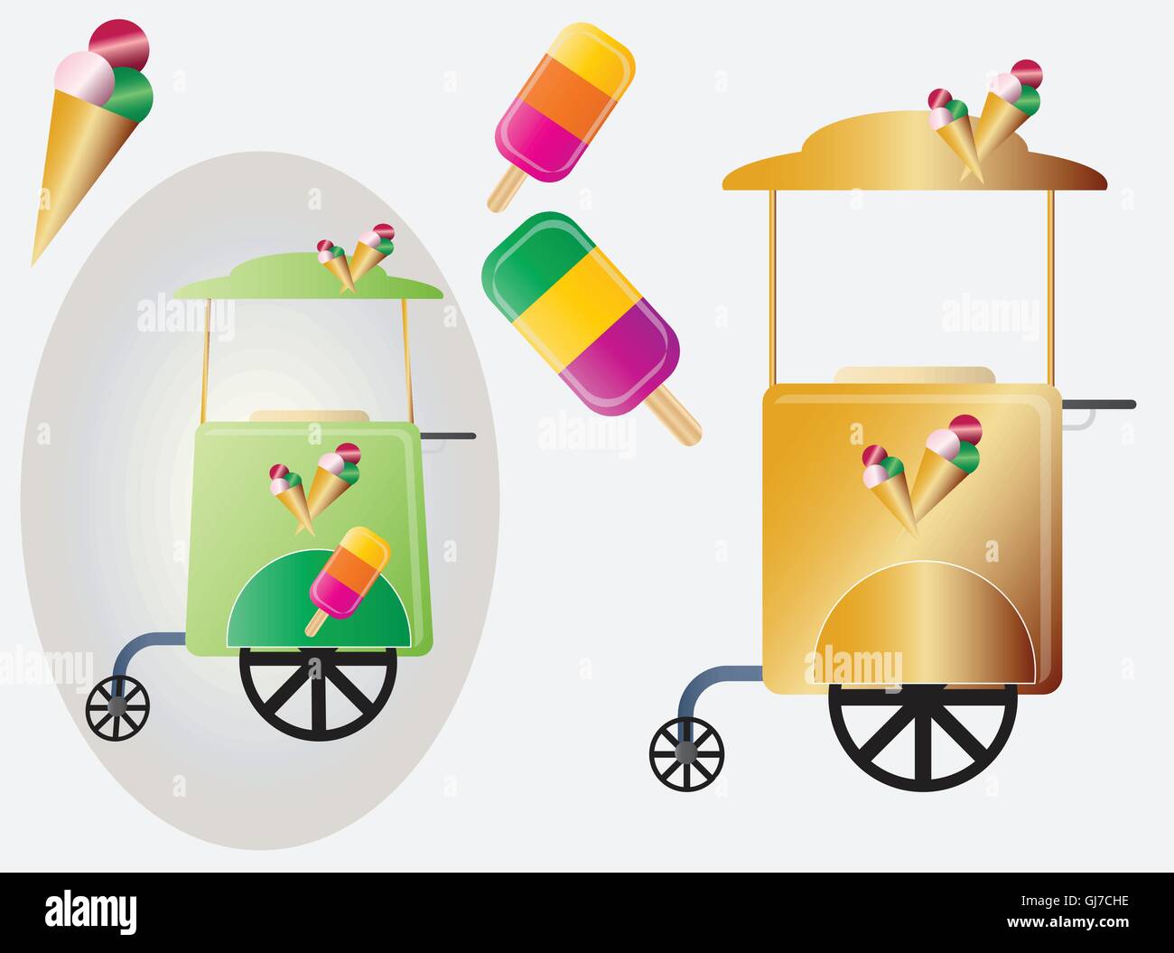 Vintage Ice cream cart Stock Vector Image & Art - Alamy