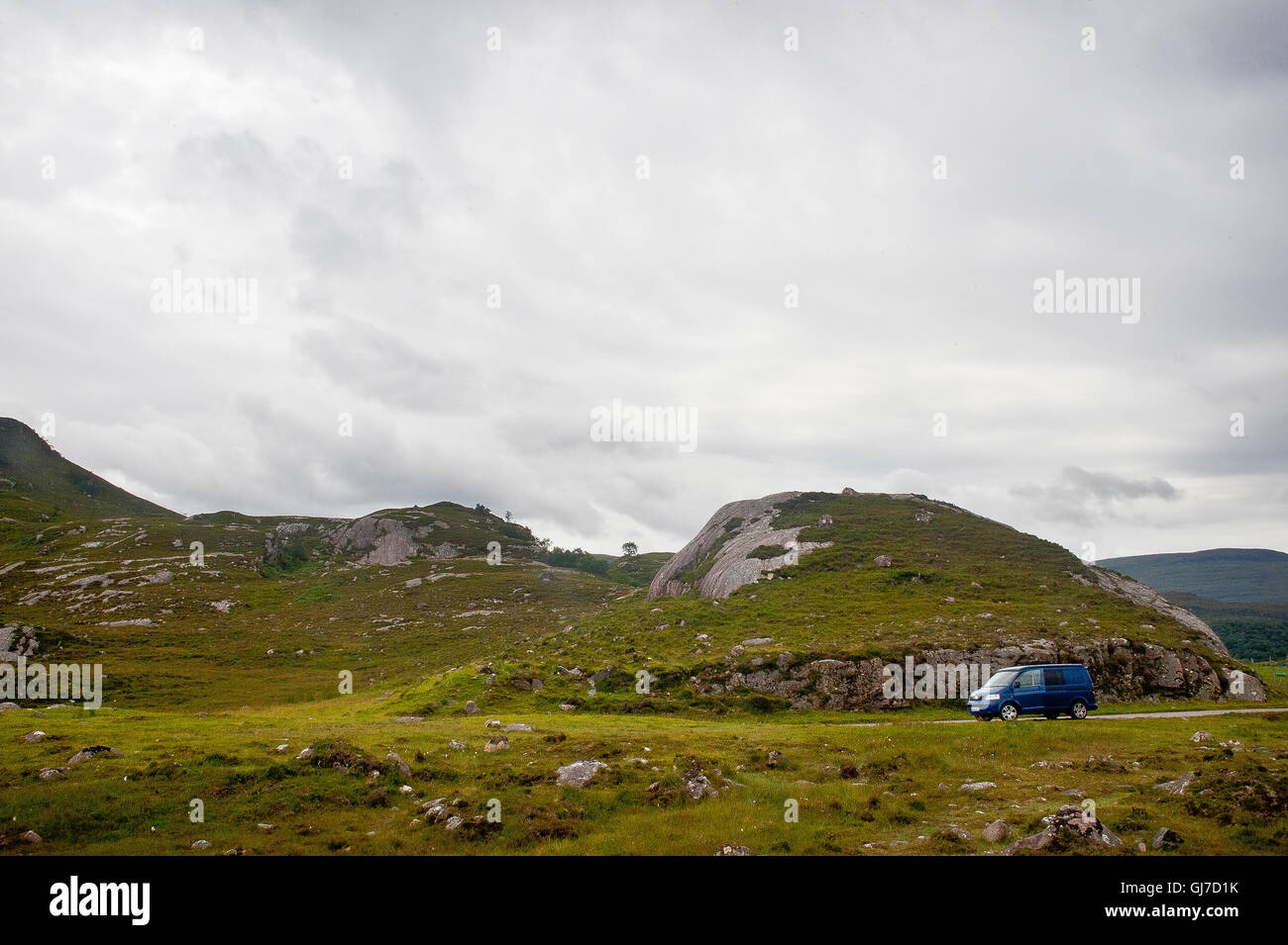 vw camper van wild camping in highlands of north west scotland driving ...