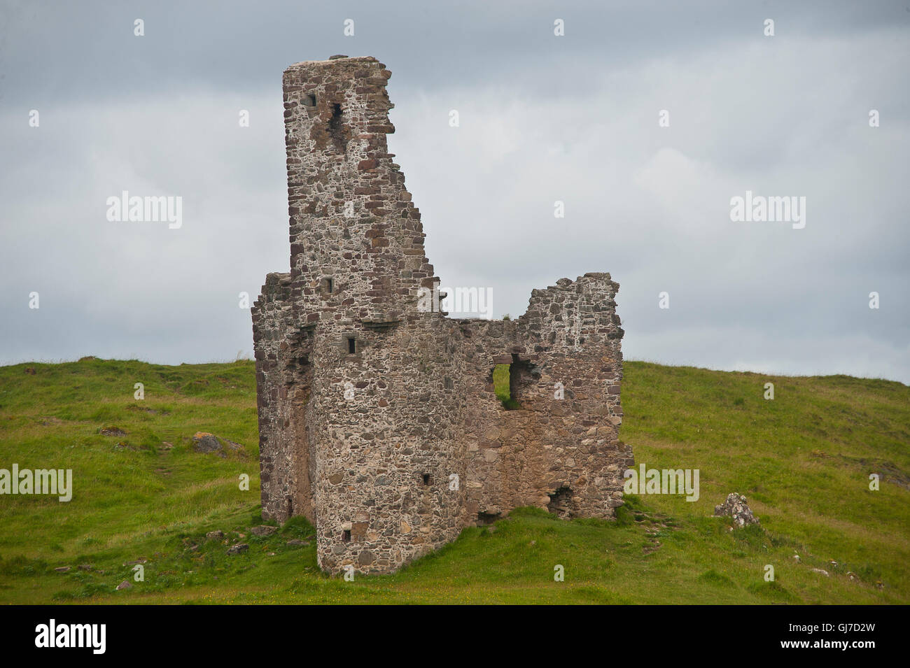 Ardvreck Castle on the shore of Loch Assynt, north west Highlands, Scotland, Stock Photo