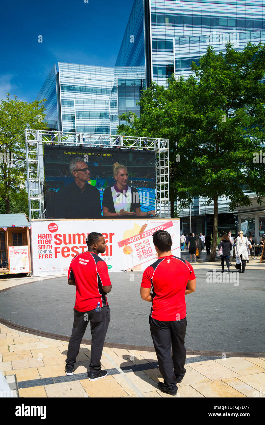 Team GB on the big screen from Lyric Square in Hammersmith , London, W6, UK Stock Photo