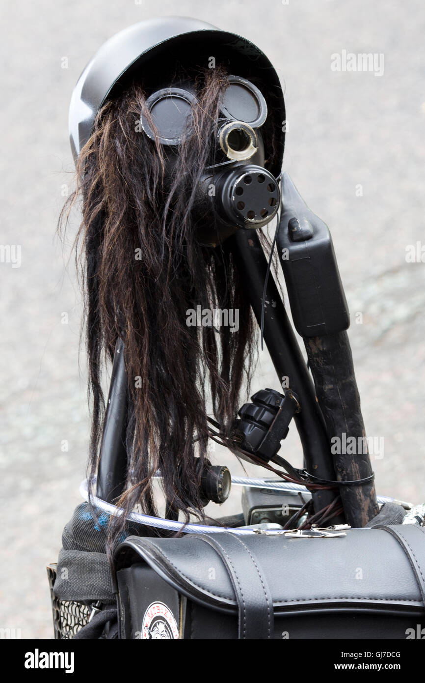 gas mask wig and helmet on a motorcycle Stock Photo - Alamy