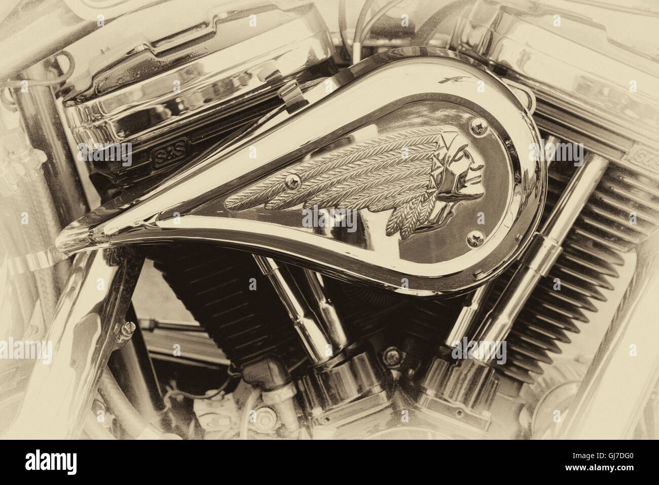 Vintage Indian Motorcycle petrol tank Stock Photo Alamy