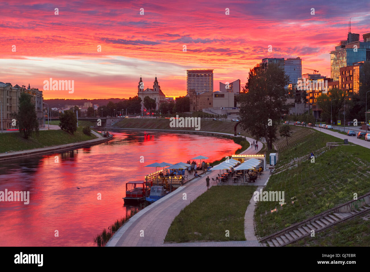 Vilnius at sunset, Lithuania, Baltic states. Stock Photo