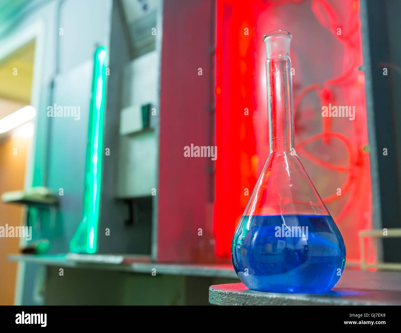 Flask with chemical reagents Stock Photo Alamy
