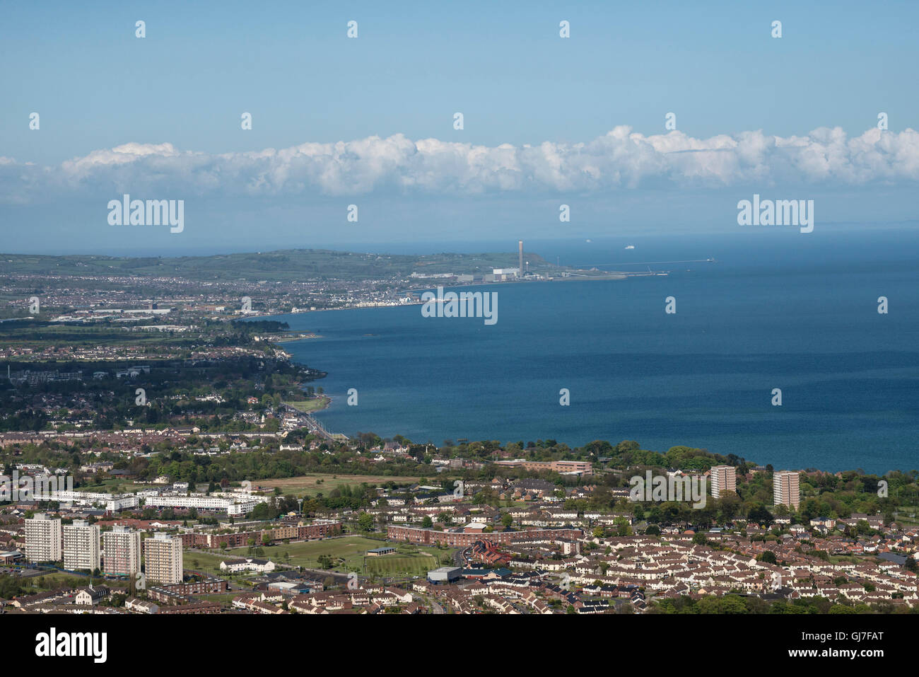 Looking out over the Lough from Cave Hill, Belfast Stock Photo