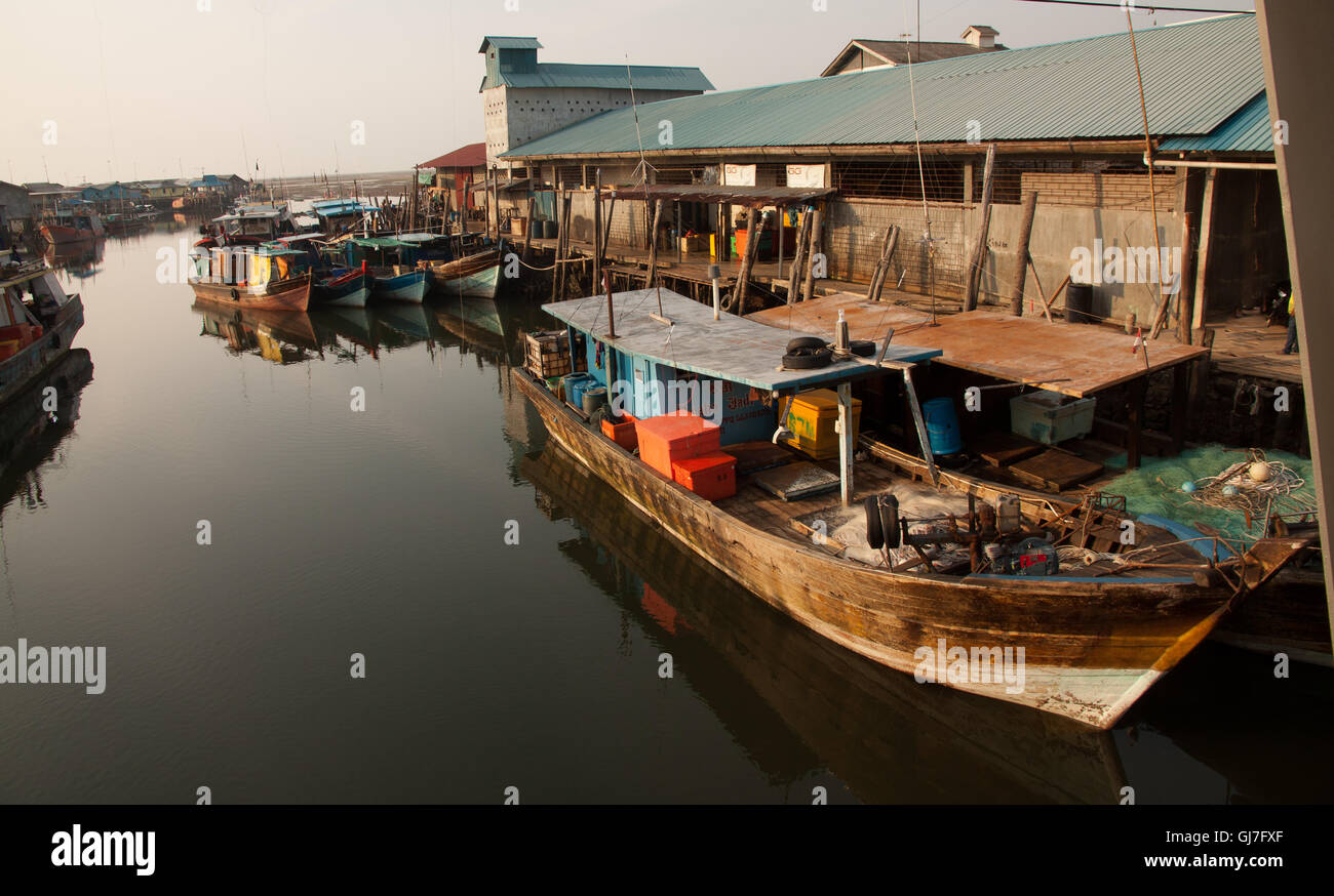 Stilted houses in village on Bintan, Indonesia Stock Photo - Alamy