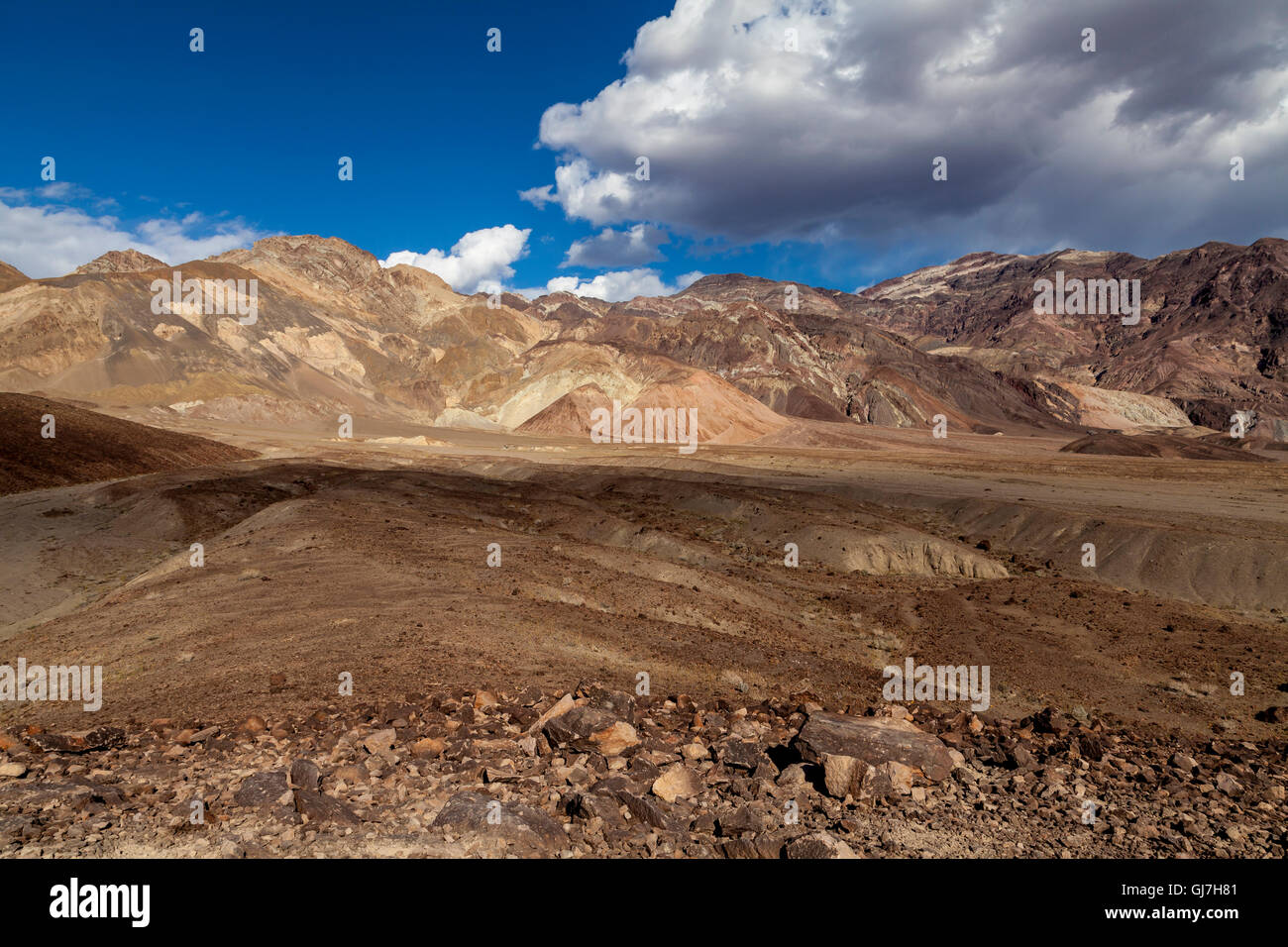 Volcanic and sedimentary hills near Artist's Palette in Death Valley National Park, California, USA Stock Photo
