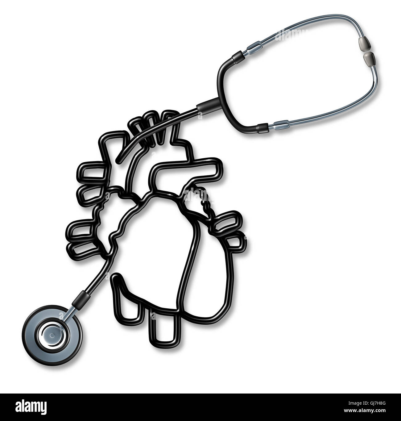 Stethoscope shaped as a human heart as a medical cardiovascular diagnosis concept for cardiology
