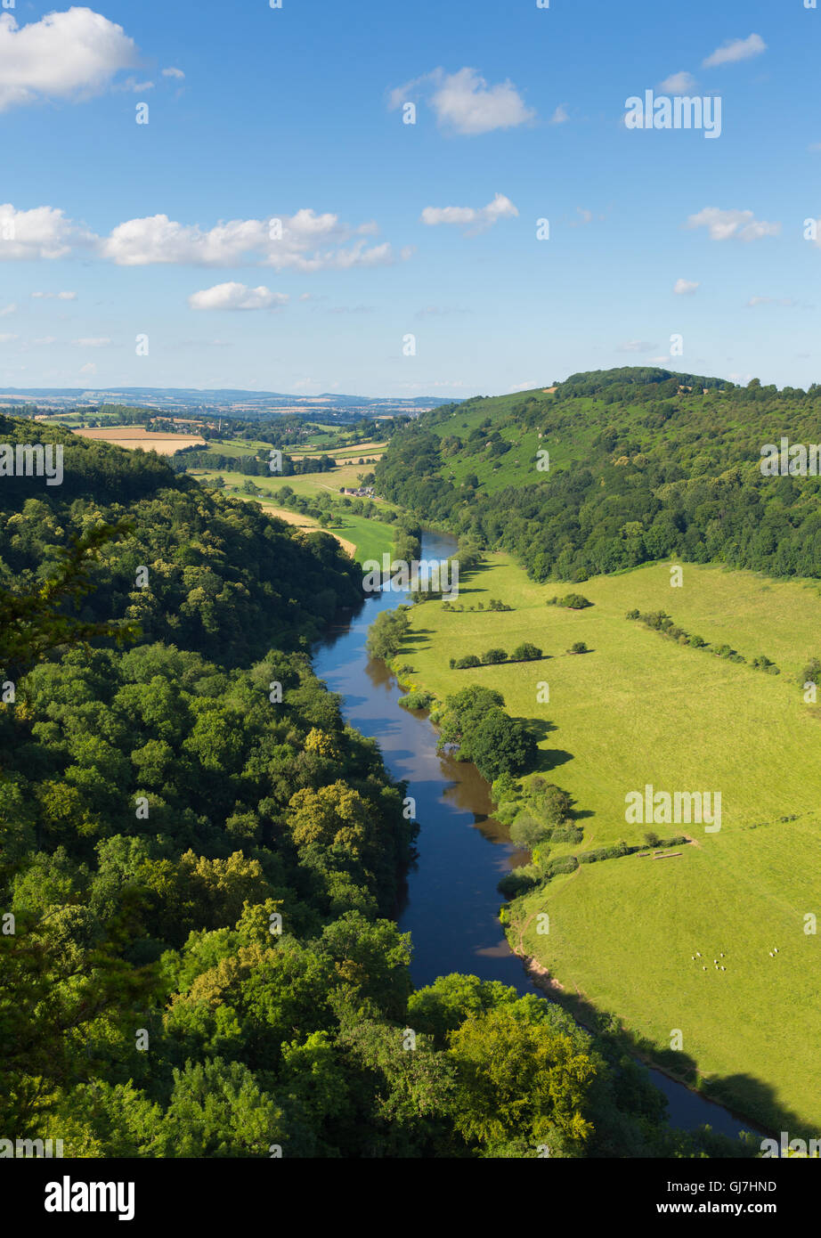Beautiful English countryside in the Wye Valley and River Wye between