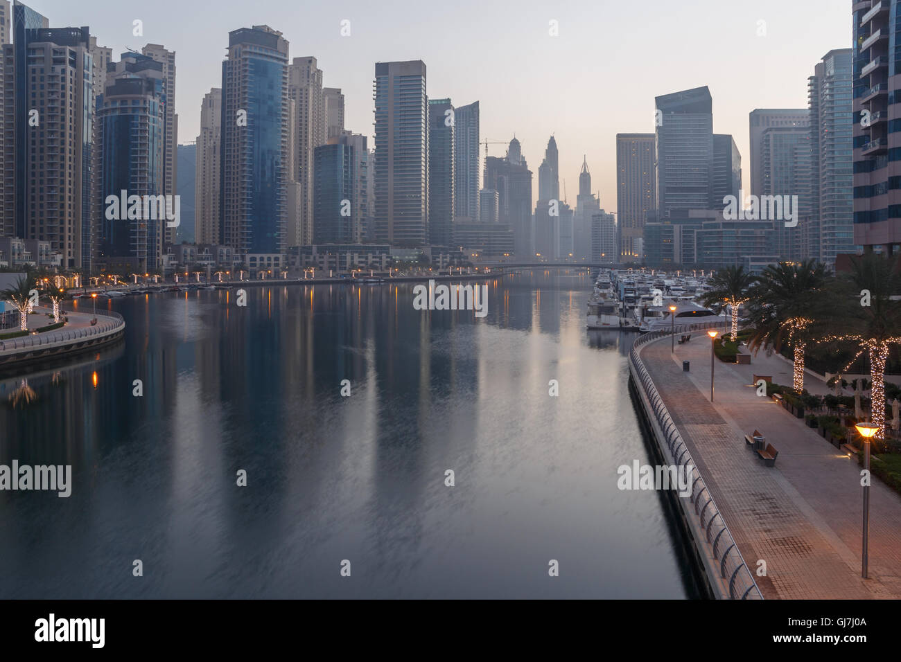 sight of Dubai Marina district at morning Stock Photo