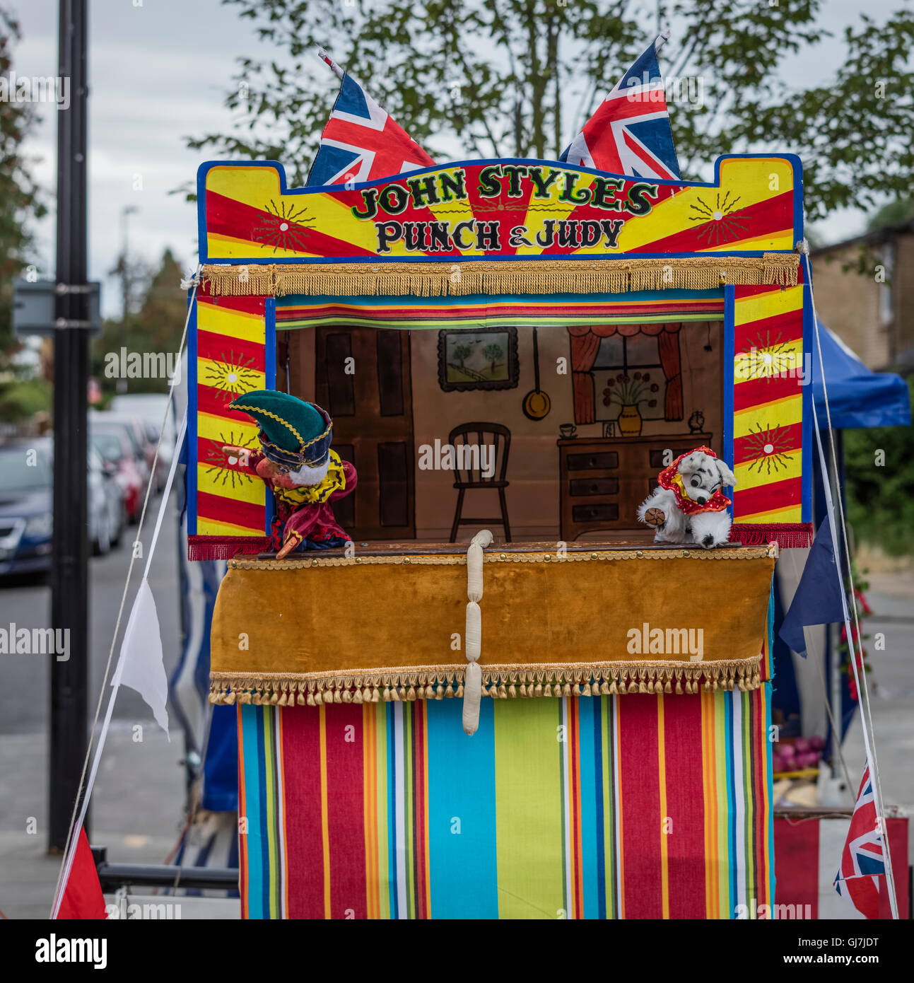 Mr Punch sausages and the spotted dog in a Punch and Judy glove puppet