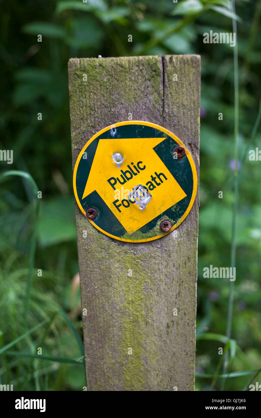 A public footpath sign. Stock Photo