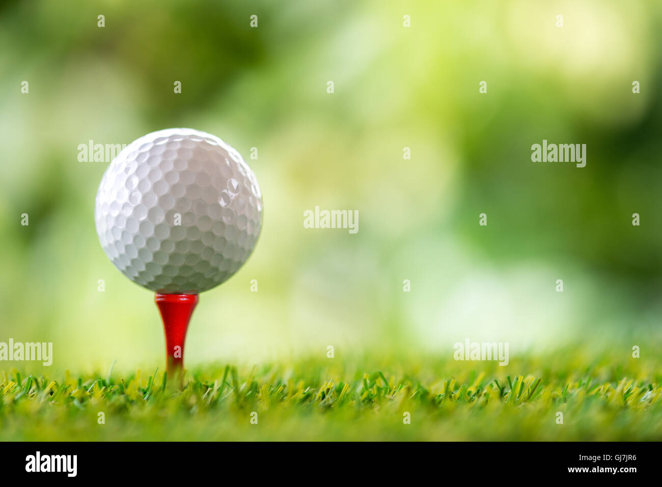 golf ball on tee in golf course Stock Photo