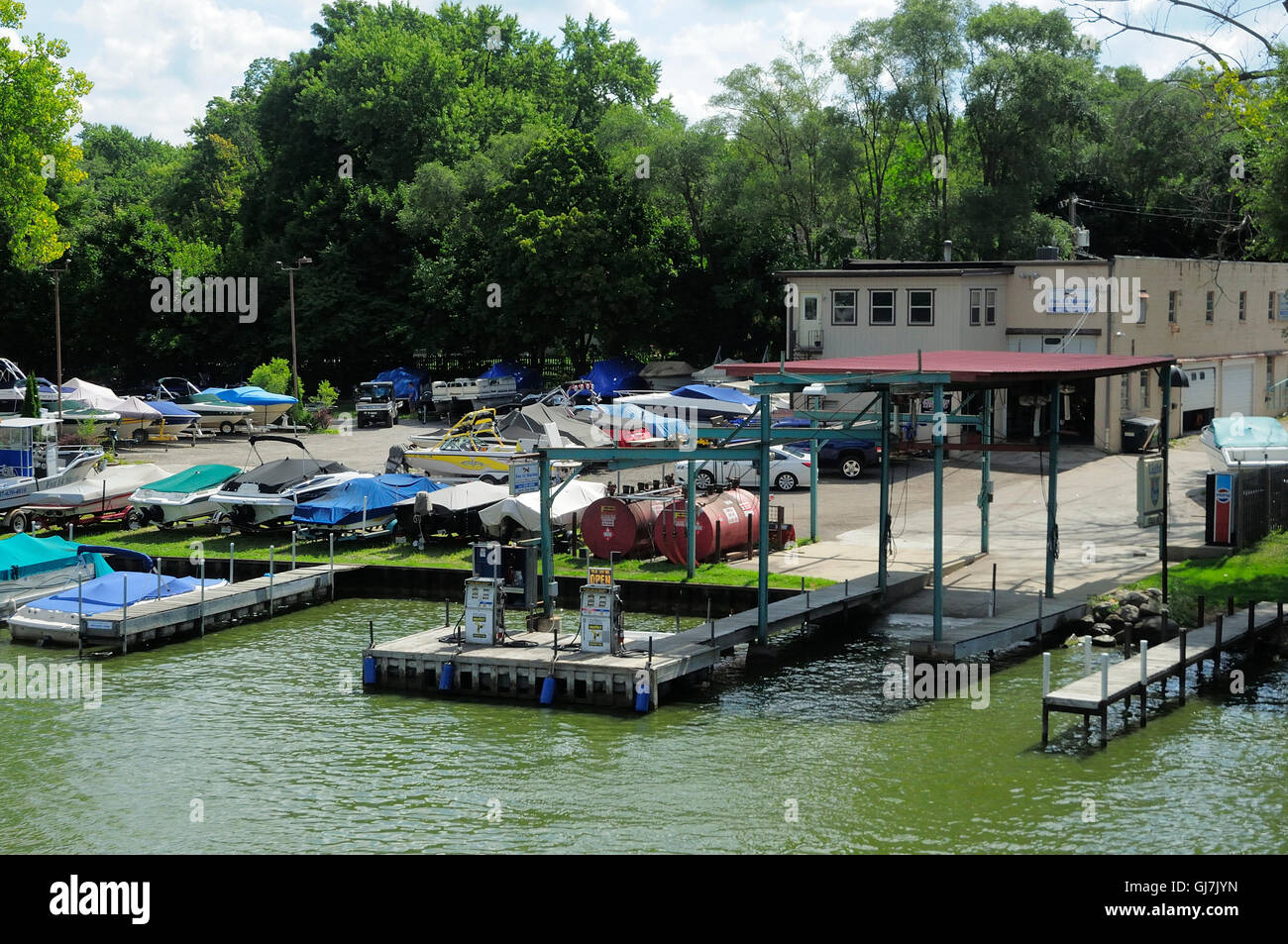 A marina gas dock Stock Photo Alamy