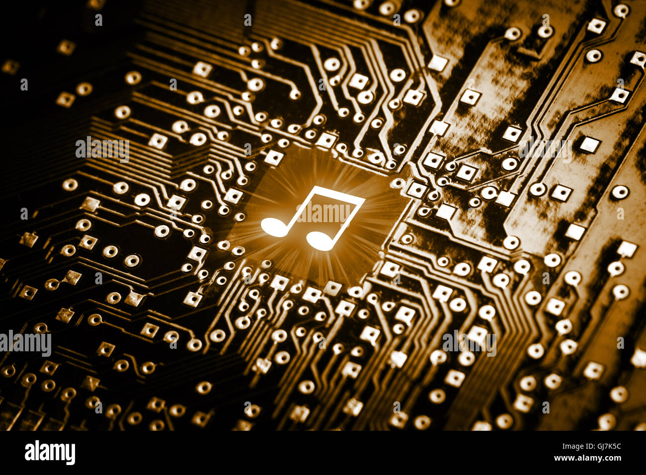 Music note on computer chip Stock Photo - Alamy