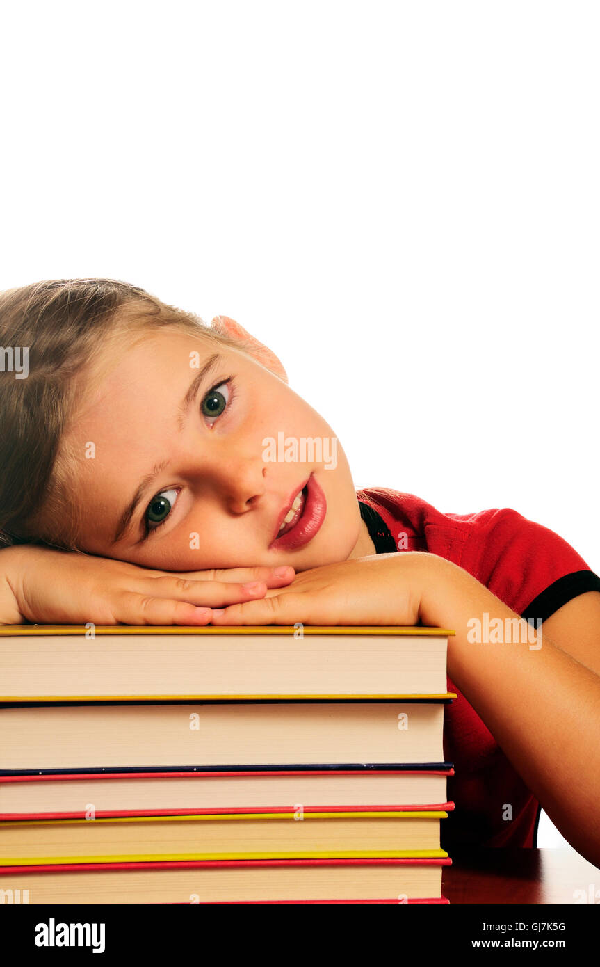 back to school concept - girl with stack of books Stock Photo - Alamy