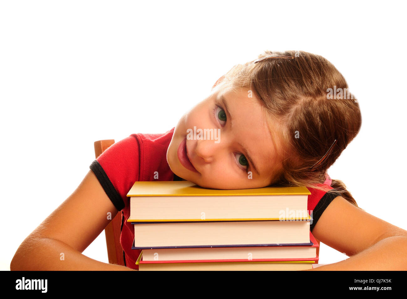 back to school concept - girl with stack of books Stock Photo - Alamy