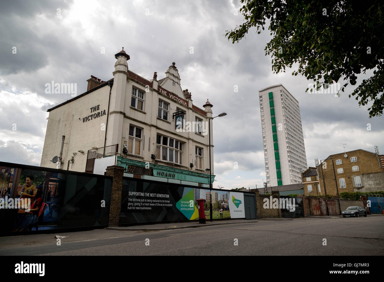 The Victoria Pub in South East London is currently being retained as a historic building as part of on-going area regeneration. Stock Photo