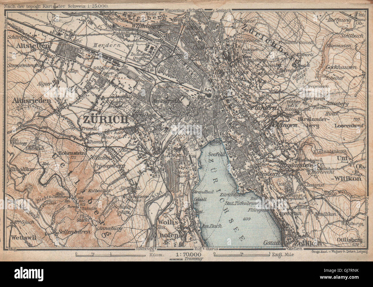 ZÜRICH ENVIRONS. Zurich. Switzerland Suisse Schweiz carte karte, 1938