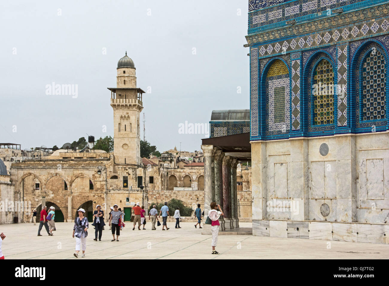 Israel, Jerusalem, Temple Mount, Omar Mosque, minaret, Dome of the Rock