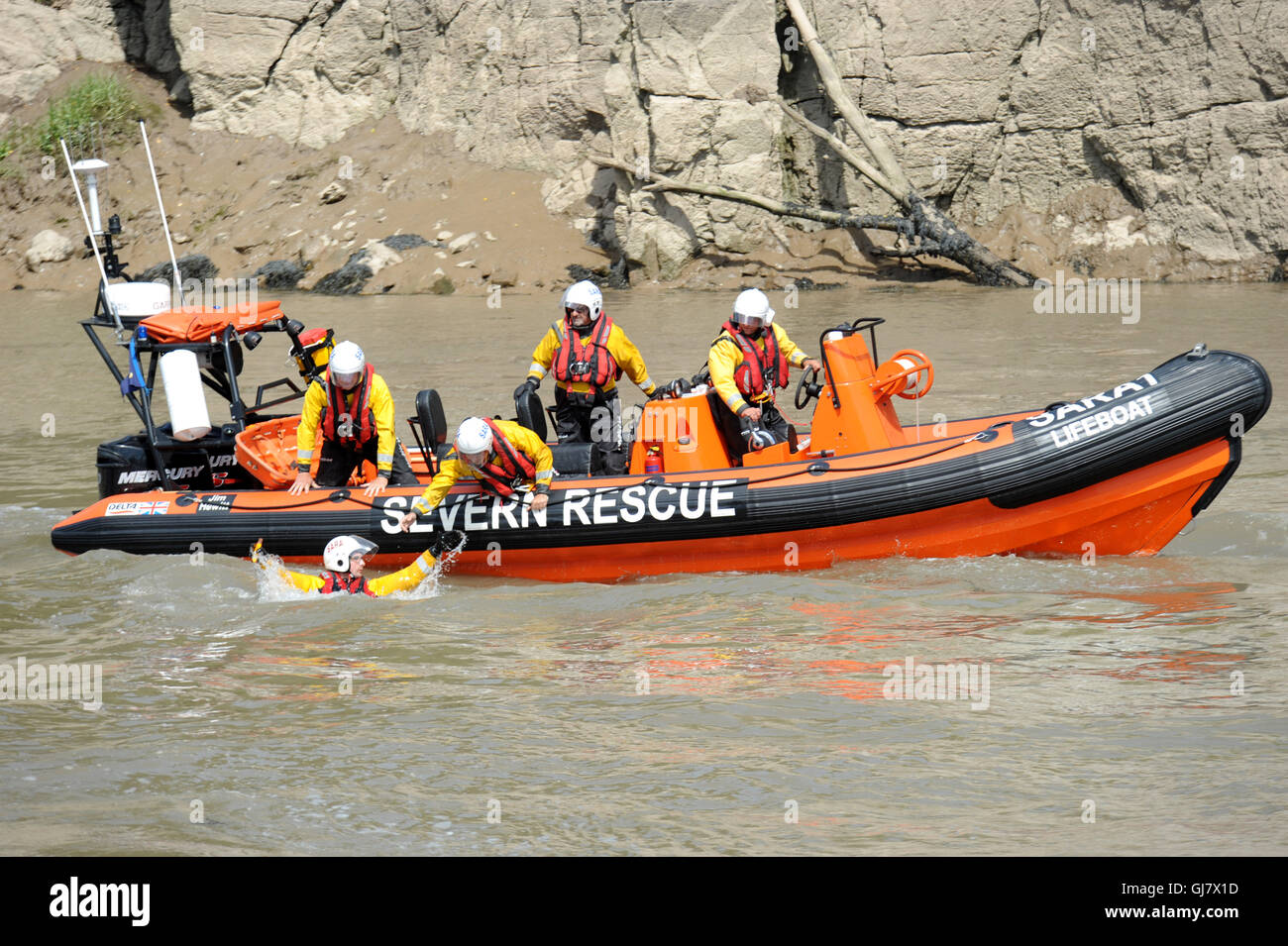 Severn Area Rescue Association SARA Lifeboat exercise on the River Wye