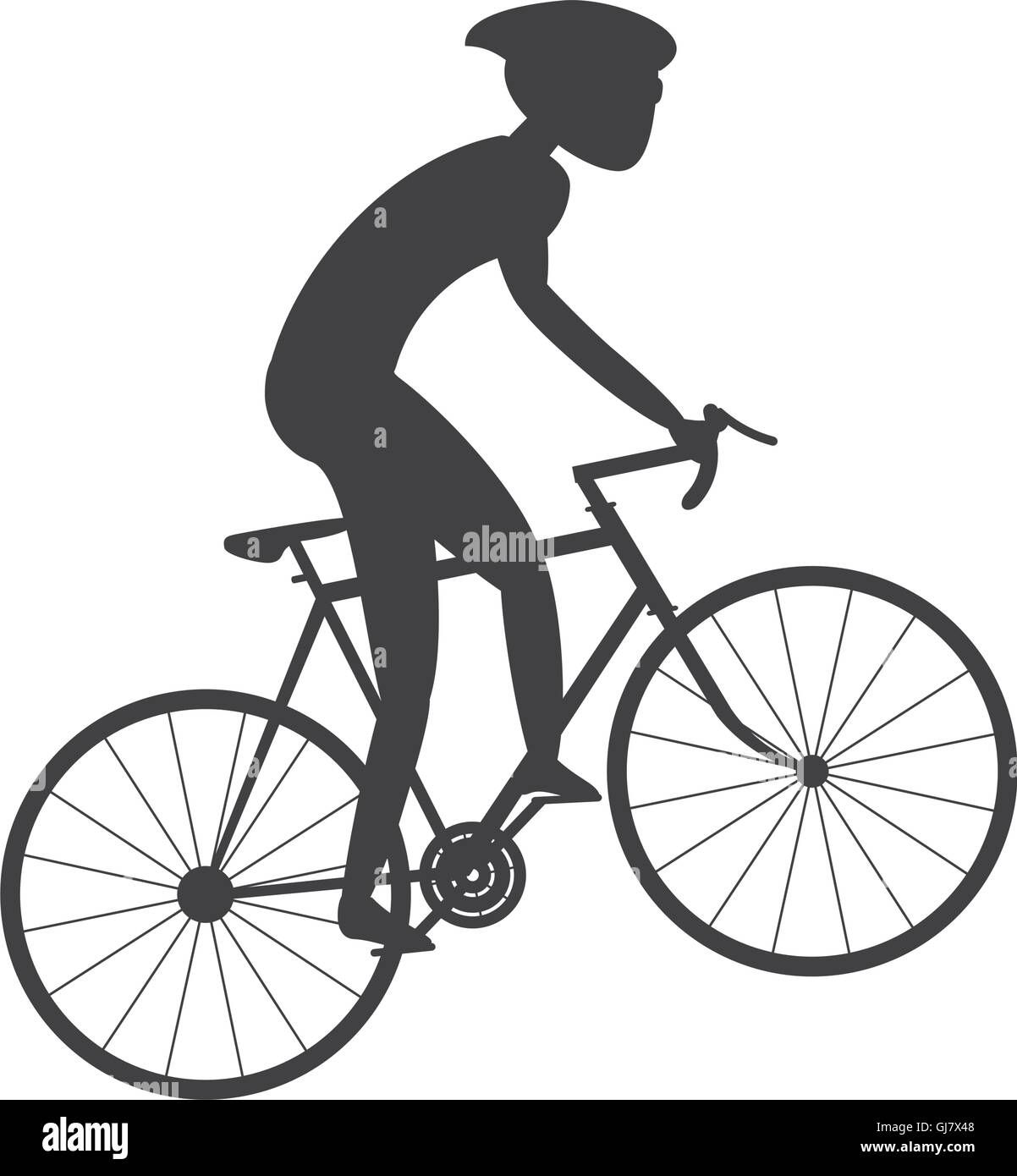 silhouette person riding bike with helmet icon Stock Vector Image & Art