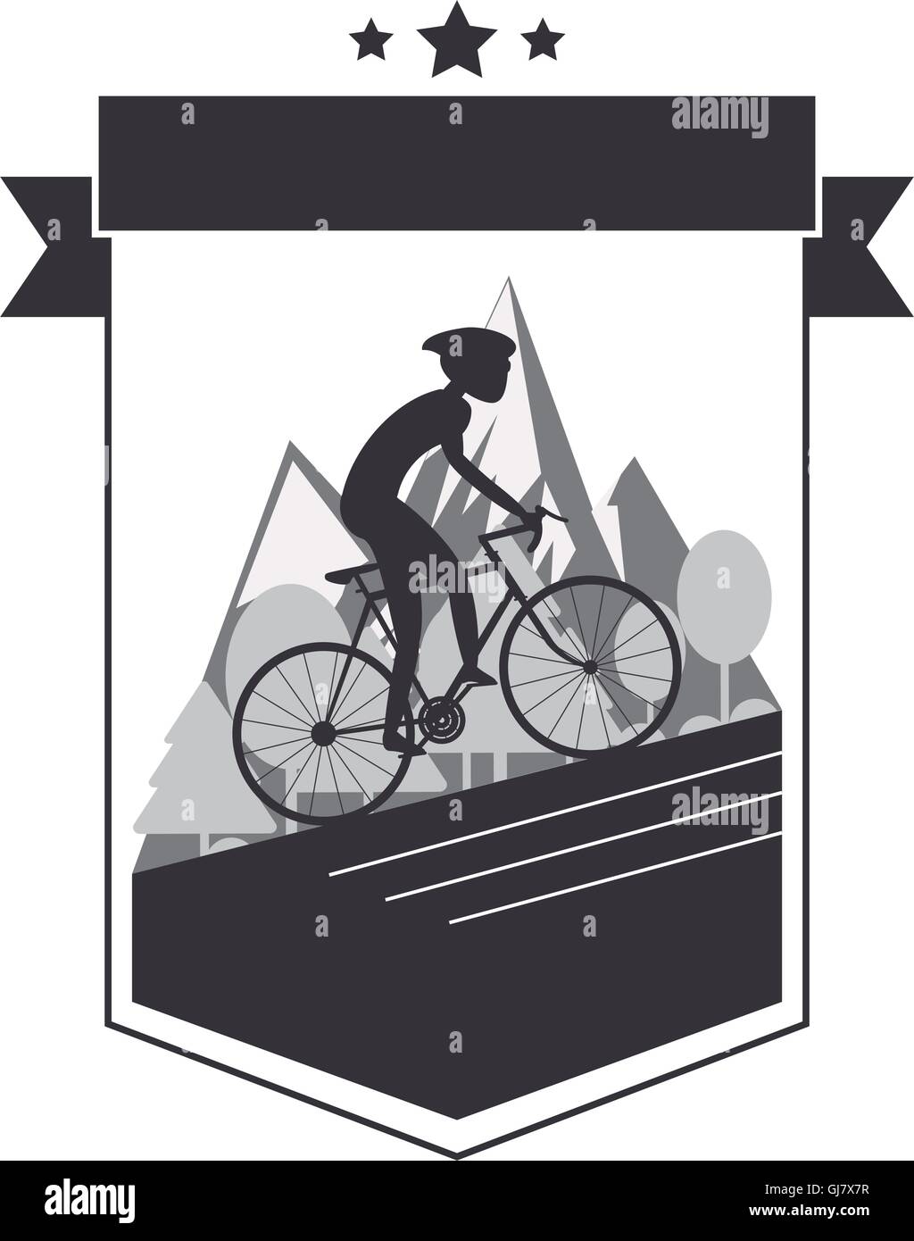 person riding bike with helmet emblem icon Stock Vector Image & Art Alamy