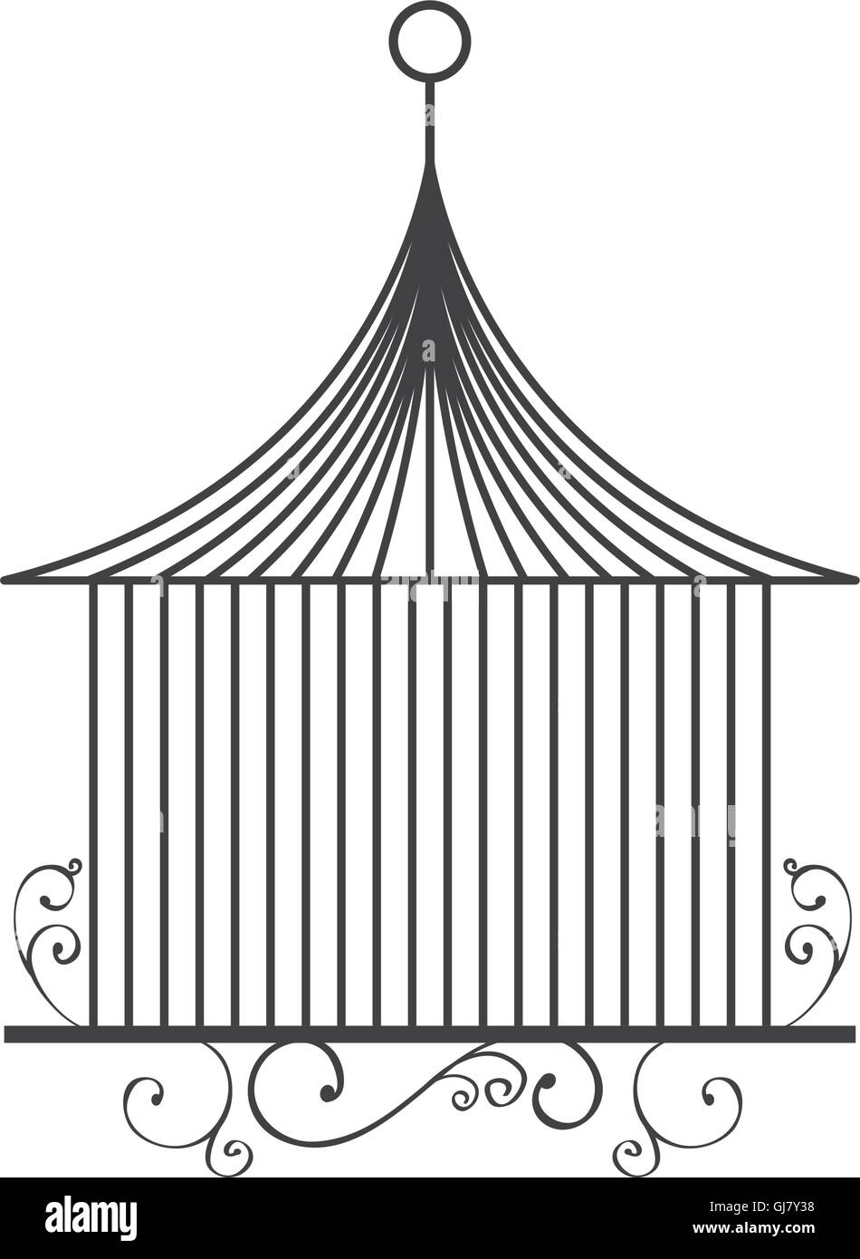 Birdcage silhouette vintage icon, vector illustration Stock Vector ...