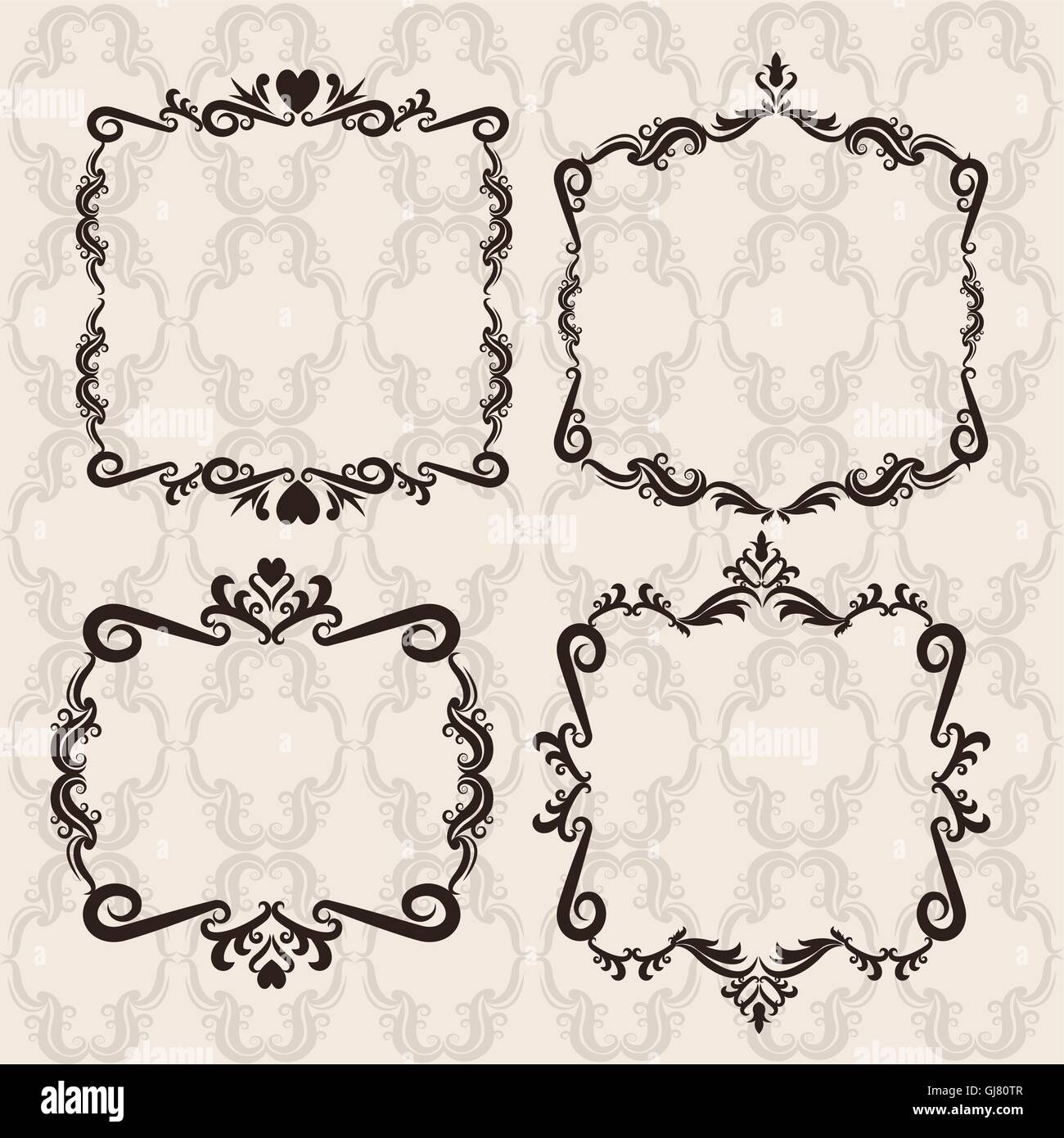 Vintage frame ornament icon set Stock Vector Image & Art - Alamy