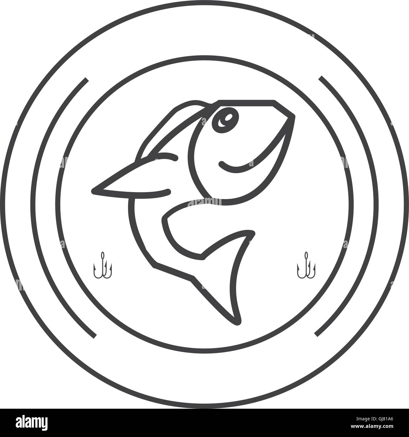 fishing emblem icon Stock Vector