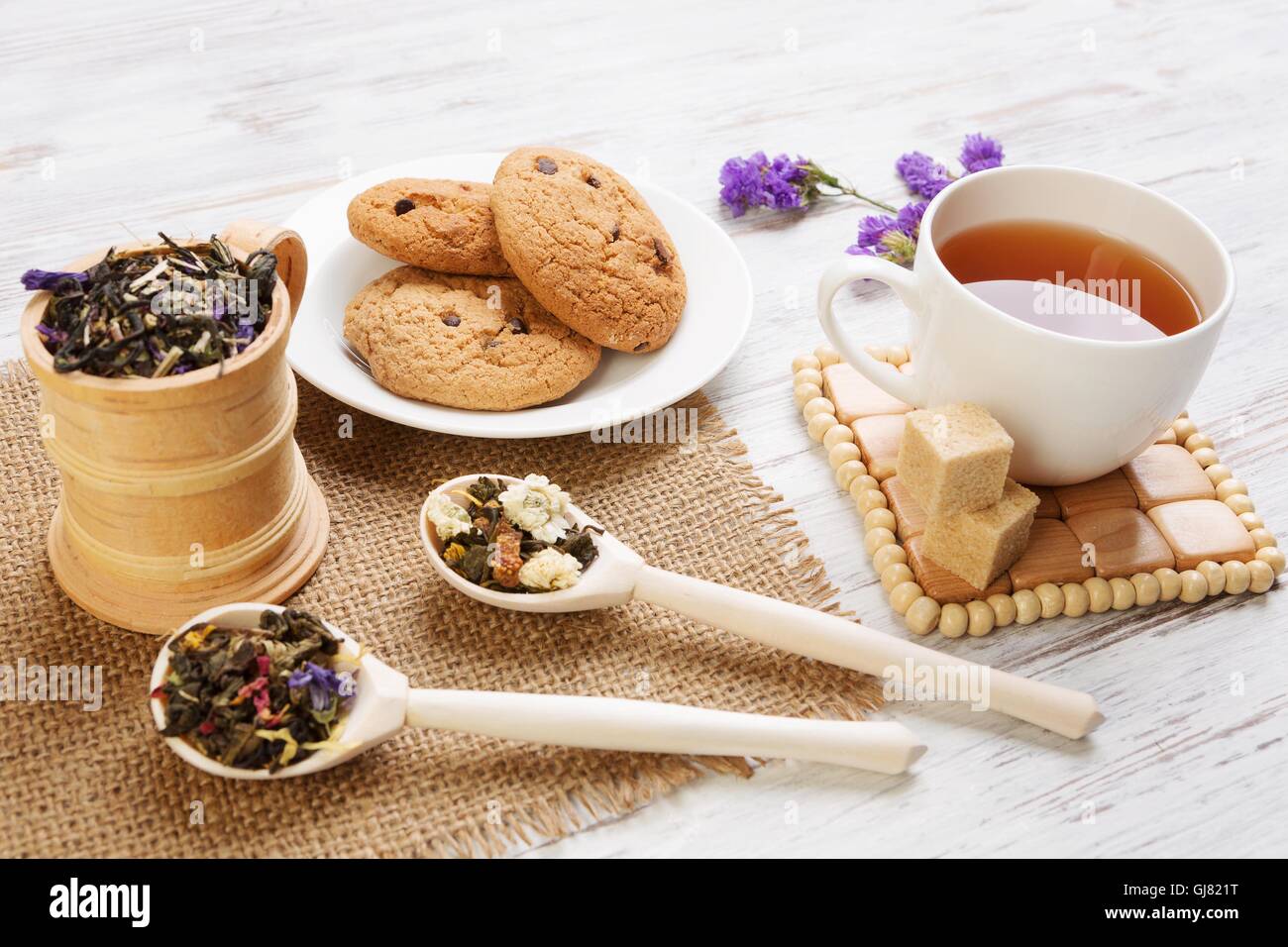Herbal tea and cookies Stock Photo - Alamy