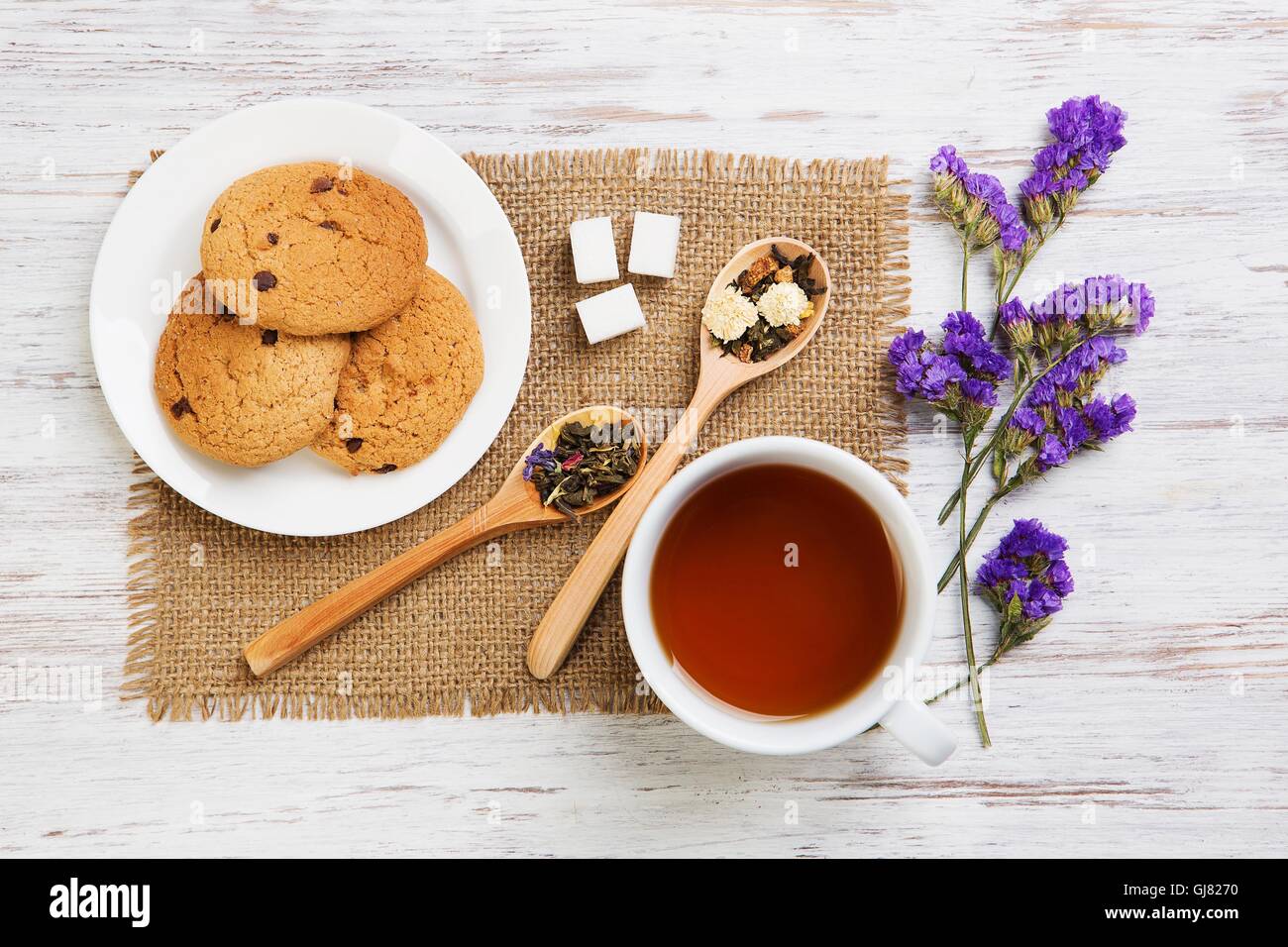 Herbal tea and cookies Stock Photo - Alamy