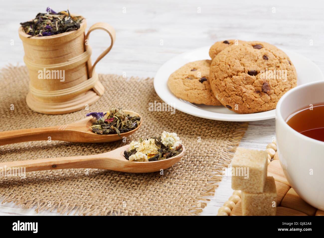 Herbal tea and cookies Stock Photo - Alamy