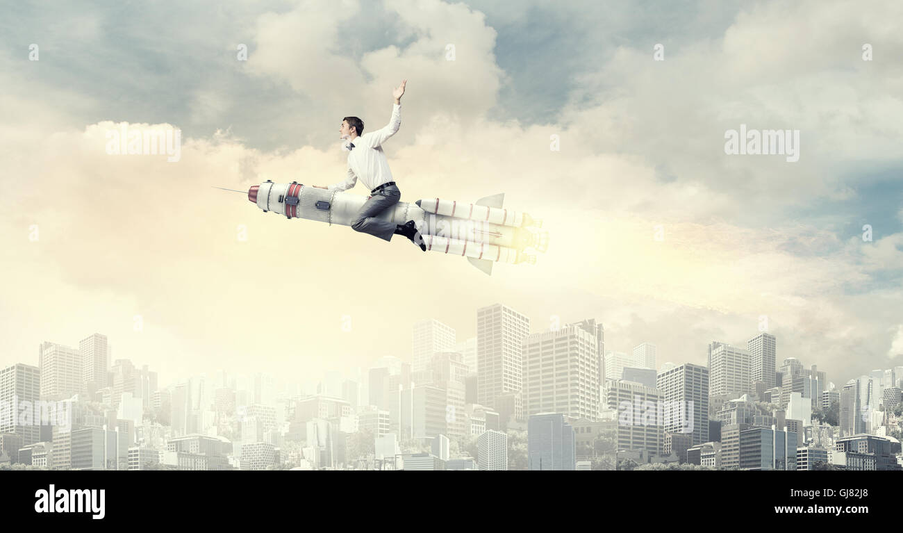 Mole Riding Missle Man riding missile . Mixed media Stock Photo - Alamy