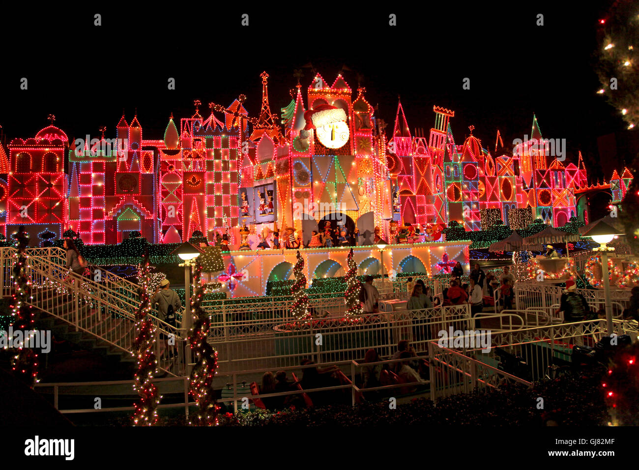 Anaheim, California, USA. November 16th, 2011. The exterior lights and decorations of It's a Small World Holiday. Stock Photo