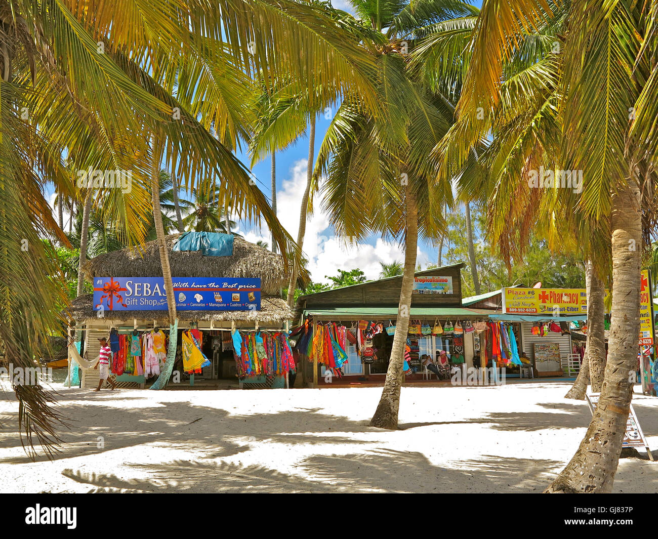 The Dominican Republic, the Caribbean, Playa Bavaro, Punta Cana, souvenir shops Stock Photo
