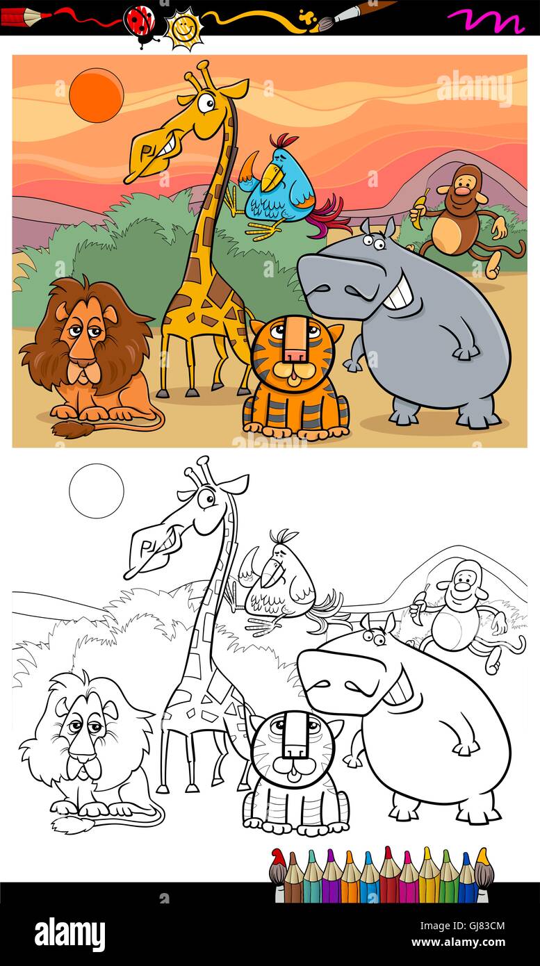 Download Wild Animals Cartoon Coloring Book Stock Vector Image Art Alamy
