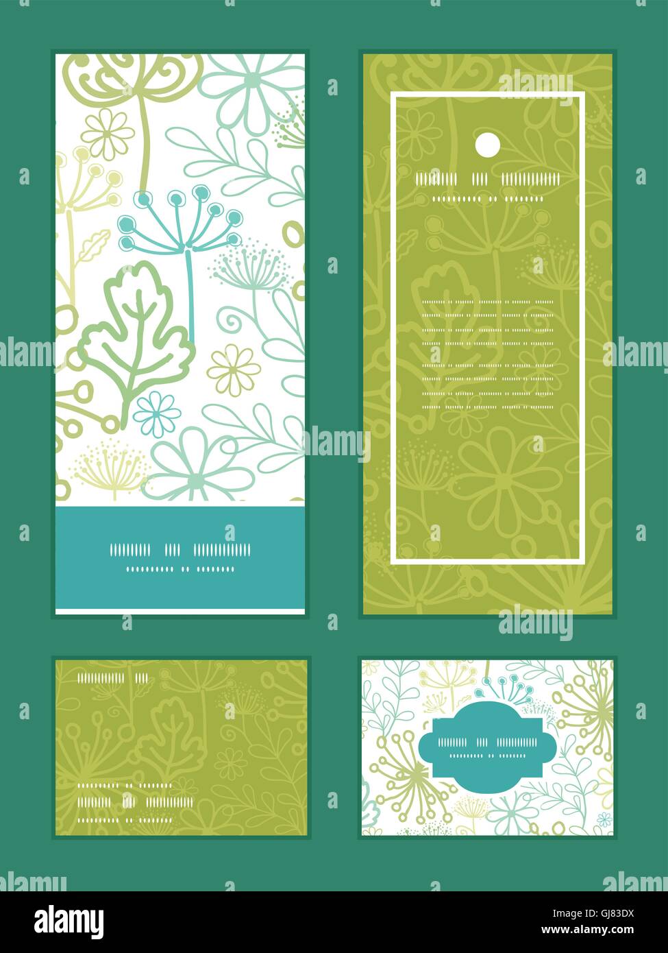 Vector mysterious green garden vertical frame pattern invitation ...